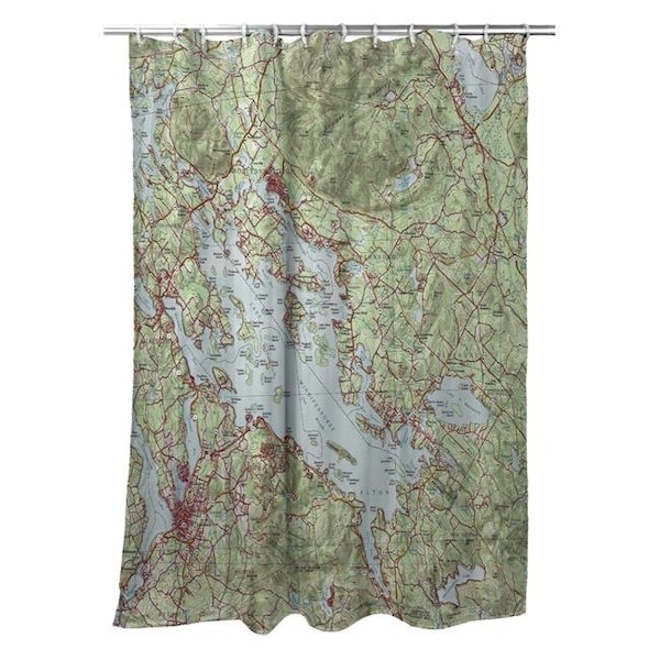 Betsy Drake SH967 70 x 72 in. Lake Winnipesaukee; NH Nautical Map Shower Curtain SH967 - main